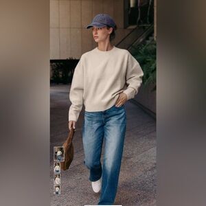 COPY - Zara Super Soft Ivory Crew Neck Sweater NWOT M Oversized Bloggers Fave